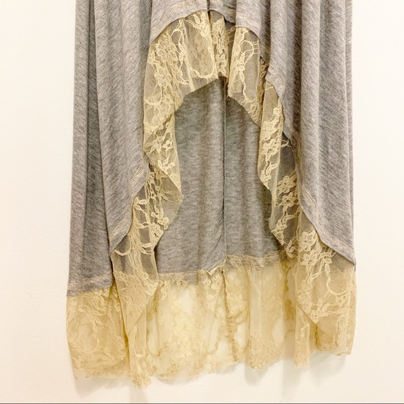 Easel High Low Boho Lace Trim Jersey Tunic Dress S - Picture 6 of 8